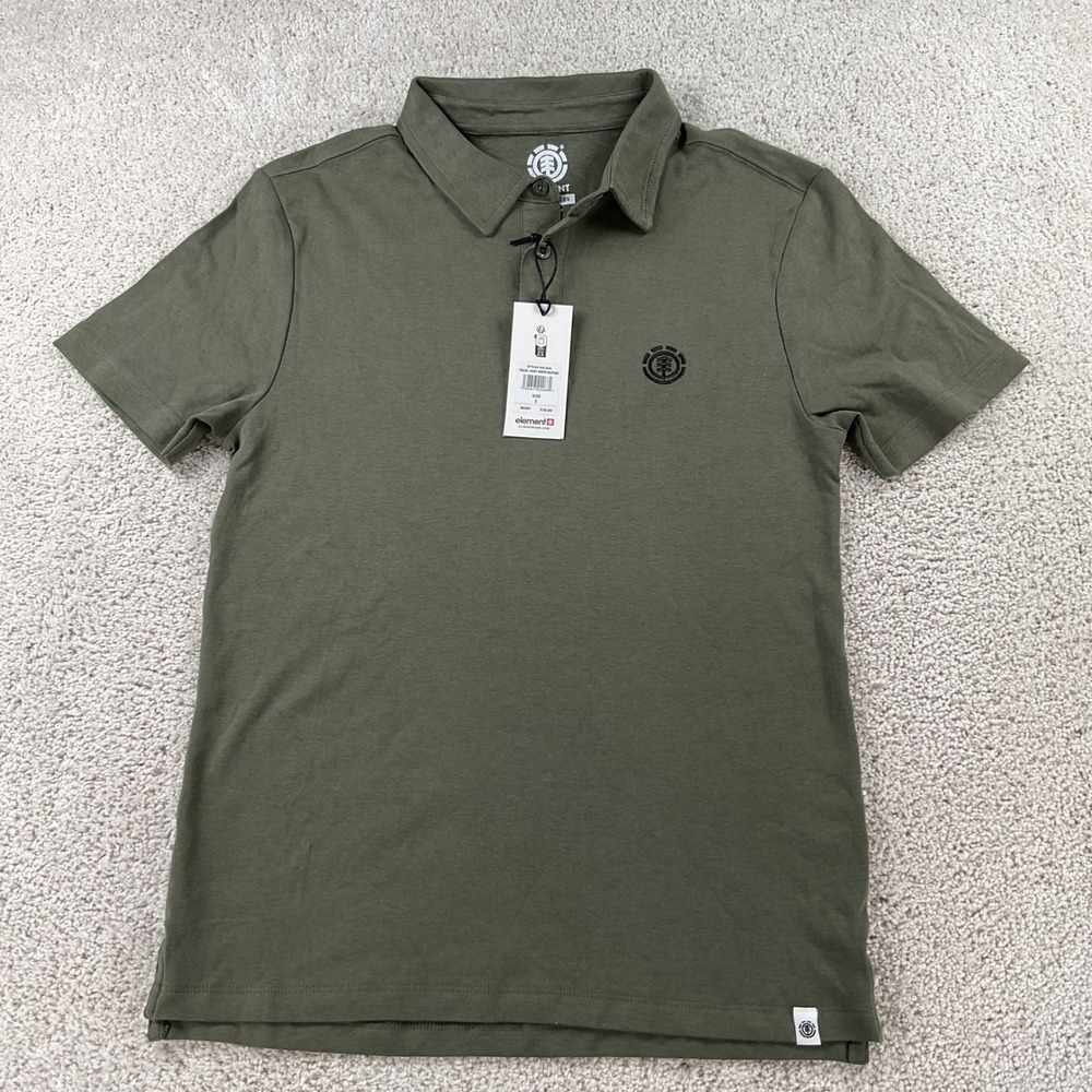 Element Mens Liquid Cotton Polo Shirt Army Green Heather S MELB00 New With Tags